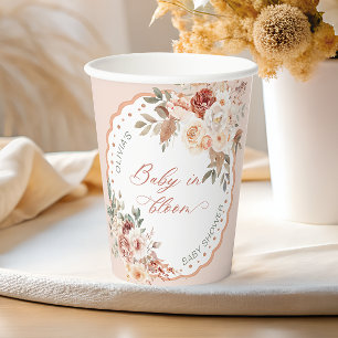 Baby in Bloom Boho Florale Babyparty Pappbecher