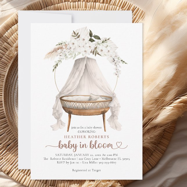 Baby in Bloom Boho Neutral Baby Dusche Einladung (Gender Neutral Baby Shower Invitation)