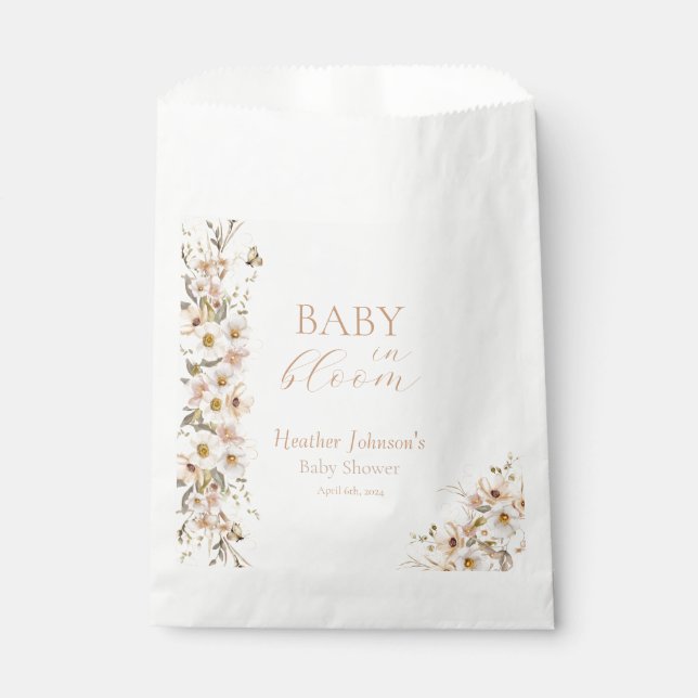Baby in Bloom Boho Neutral Baby Dusche Geschenktütchen (Vorderseite)