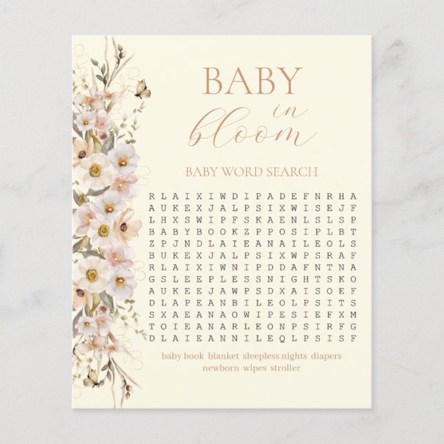 Baby in Bloom Boho Neutral Baby Shower Game (Vorderseite)