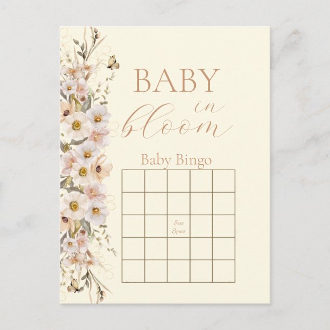 Baby in Bloom Boho Neutral Baby Shower Game Postkarte (Vorderseite)