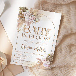 Baby in Bloom Boho Pampas Grass Baby Dusche Einladung