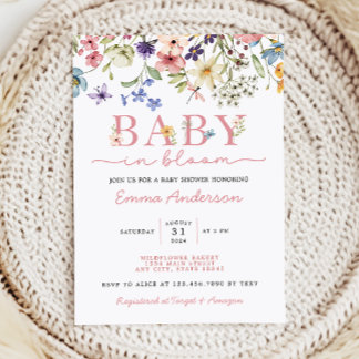 Baby in Bloom Boho Wildblume Babydusche Einladung