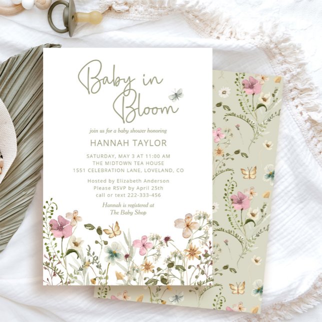 Baby in Bloom Boho Wildblume Babydusche Einladung (Von Creator hochgeladen)
