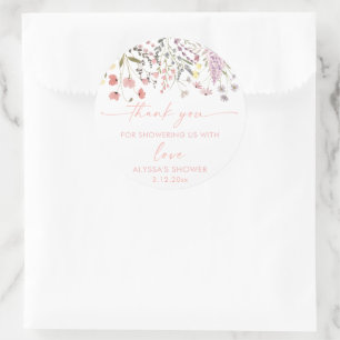 Baby in Bloom Boho Wildblume Babydusche Runder Aufkleber