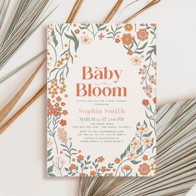 Baby in Bloom Boho Wildblume Girl Baby Shower Einladung (Von Creator hochgeladen)