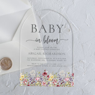 Baby in Bloom Boho Wildblumen Arch Baby Dusche Acryleinladungen