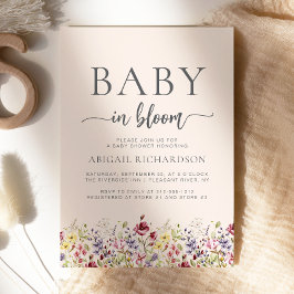 Baby in Bloom Boho Wildblumen Blush Baby Dusche Einladung
