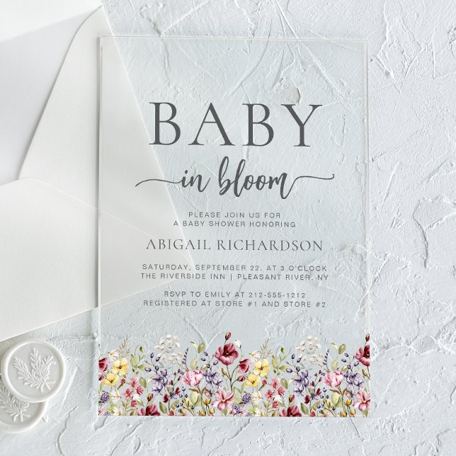 Baby in Bloom Boho Wildblumen Kinderdusche Acryleinladungen (Von Creator hochgeladen)