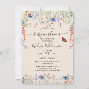 Baby in Bloom Boho Wildblumenwiese  Babyparty Einladung