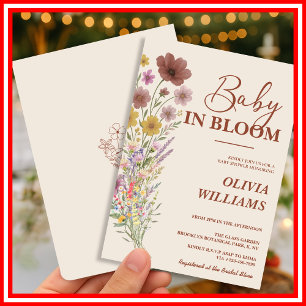 Baby in Bloom Boho Wildflower Baby Shower-Einlad Einladung
