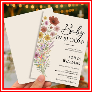 Baby in Bloom Boho Wildflower Baby Shower-Einlad Einladung