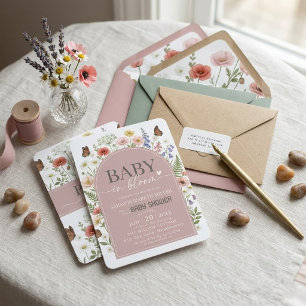 Baby in Bloom Boho Wildflower Baby Shower Einladung