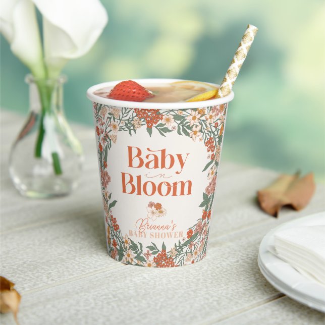 Baby in Bloom Boho Wildflower Baby Shower Pappbecher (In Situ)