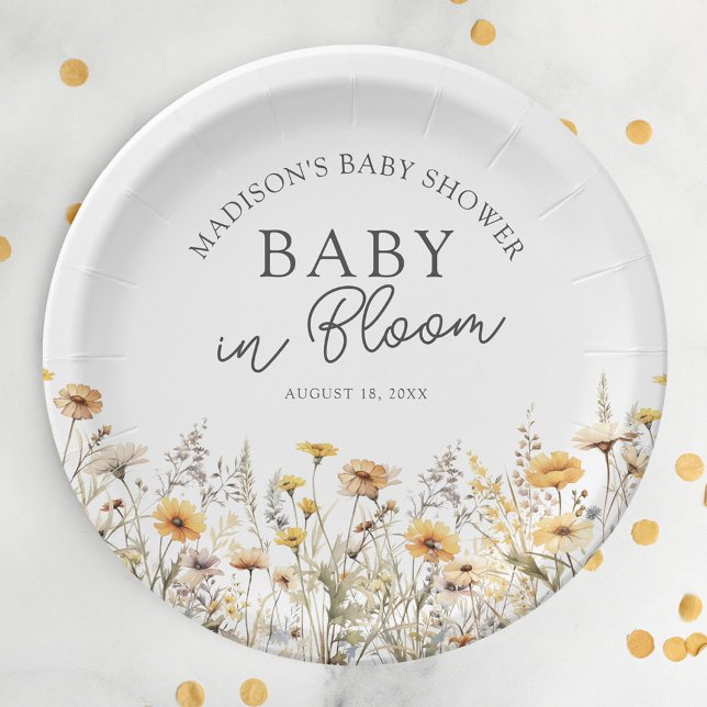 Baby In Bloom Boho Wildflower Baby Shower Pappteller (Von Creator hochgeladen)