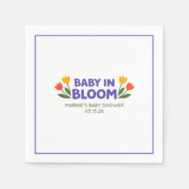 Baby in Bloom Bold Colorful Tulip Chic Baby Shower Serviette