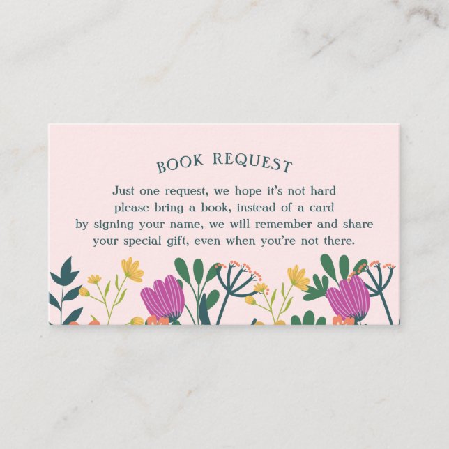 Baby in Bloom Book Request or Book Book Card Visitenkarte (Vorderseite)