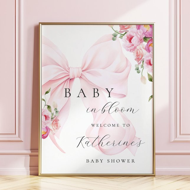 Baby in Bloom Bow Baby Shower Welcome Poster (Von Creator hochgeladen)