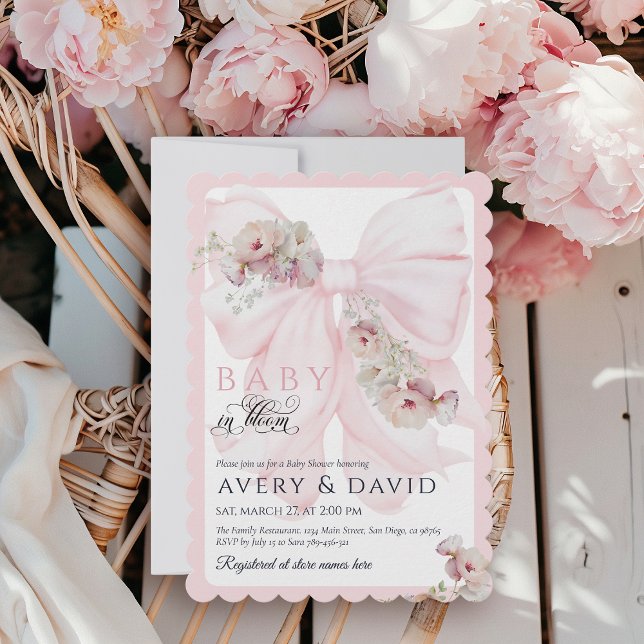 Baby in Bloom Bow Spring Garden Girl Baby Dusche Einladung (Von Creator hochgeladen)