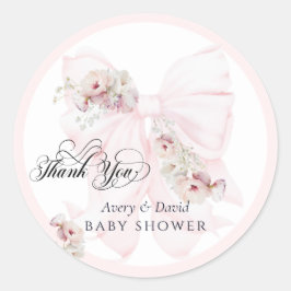 Baby in Bloom Bow Spring Garden Girl Baby Dusche Runder Aufkleber