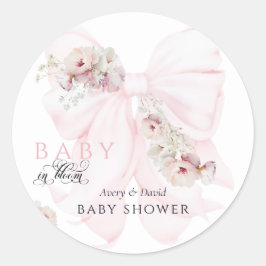 Baby in Bloom Bow Spring Garden Girl Baby Dusche Runder Aufkleber