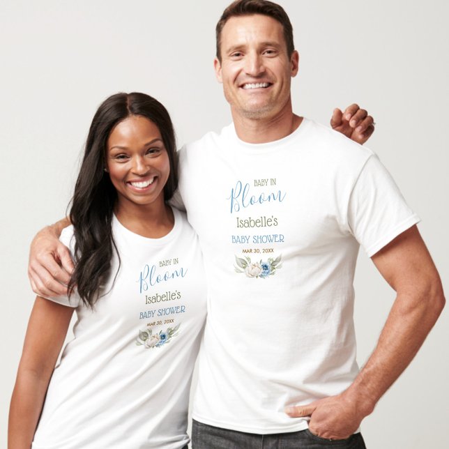 Baby in Bloom Boy Baby Shower Eltern T-Shirt (Baby In Bloom Boy Baby Shower Parents T-Shirt)