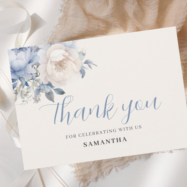 Baby in Bloom Boy Blue Floral Dusche Dankeskarte (Von Creator hochgeladen)