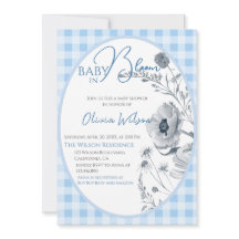 Baby in Bloom Boy Gingham Floral Baby Dusche Blue