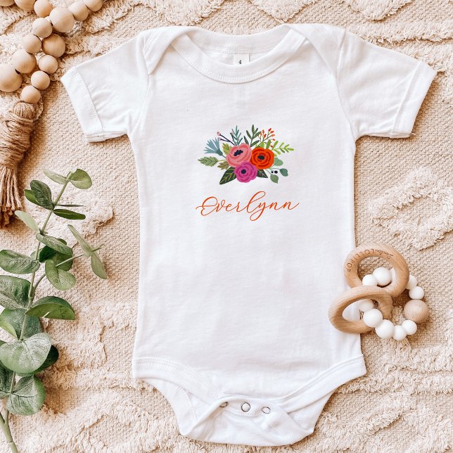 Baby in Bloom Bright Bloral Baby Name Baby Strampler (Von Creator hochgeladen)