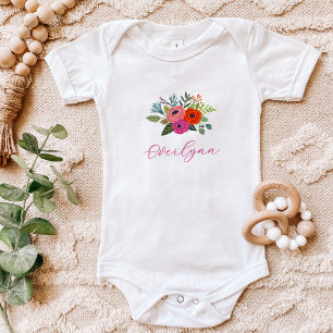 Baby in Bloom Bright Bloral Baby Name Strampler