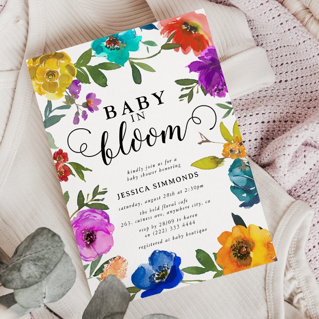 Baby in Bloom Bright & Bold Floral Baby Dusche Einladung (Von Creator hochgeladen)