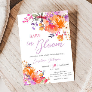 Baby in Bloom Bright Floral Baby Dusche Einladung