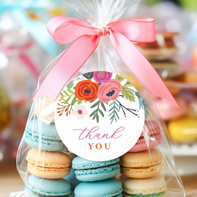 Baby in Bloom Bright Floral Baby Dusche Runder Aufkleber (Von Creator hochgeladen)