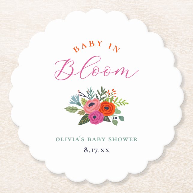 Baby in Bloom Bright Floral Baby Dusche Untersetzer (Vorderseite)
