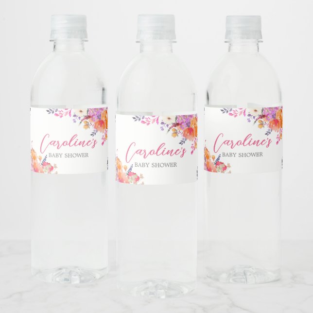 Baby in Bloom Bright Floral Baby Dusche Wasserflaschenetikett (Flaschen)