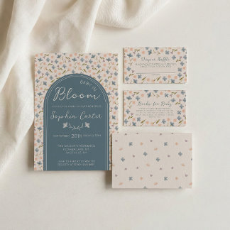 Baby in Bloom Bücher für Baby Florale Babyparty Begleitkarte