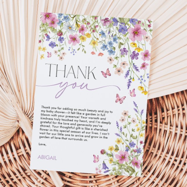 Baby in Bloom Butterfly Baby Shower Dankeskarte (Baby in Bloom Butterfly Baby Shower Thank You Card)