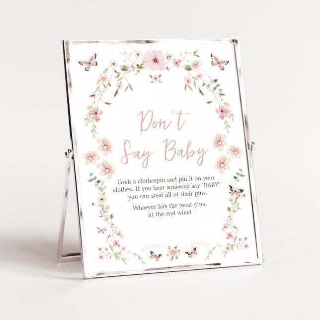 Baby in Bloom Butterfly Babydusche Sage nicht Baby Poster (Spring Butterflies Baby Shower Don't Say Baby Sign)
