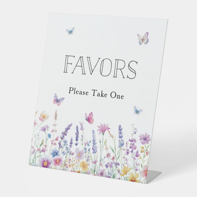 Baby In Bloom Butterfly Garden Baby Shower Favors Sockelschild (Vorderseite)