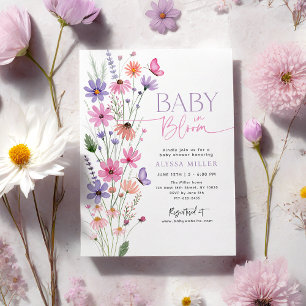 Baby in Bloom Butterfly Wildblume Babydusche Einladung