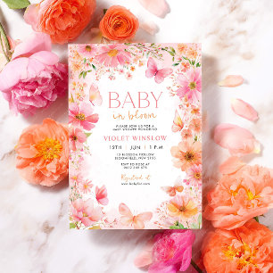 Baby in Bloom Butterfly Wildblume Babydusche Einladung