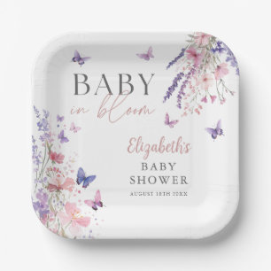 Baby in Bloom Butterfly Wildblumen Kinderdusche Pappteller