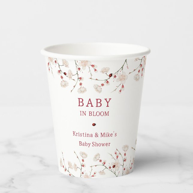 Baby in Bloom Cherry Blossom Babydusche Pappbecher (Vorderseite)