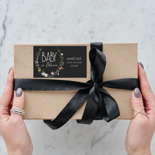 Baby in Bloom Chic Black Modern Rechteckiger Aufkleber