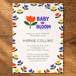 Baby in Bloom Colorful Floral Modern Baby Shower Einladung
