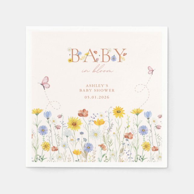 Baby In Bloom Colorful Wildflower Baby Shower Serviette (Vorderseite)