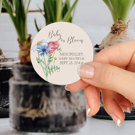 Baby in Bloom Country Wildblume Kinderdusche Runder Aufkleber