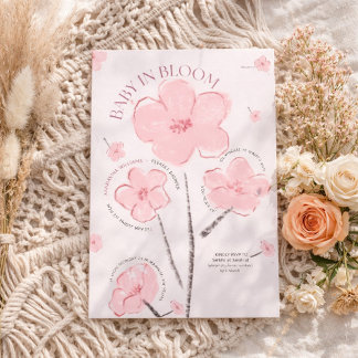 Baby In Bloom Cute Pink Floral Baby Shower Einladung
