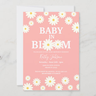 Baby in Bloom Daisy Floral Pink Baby Dusche Einladung