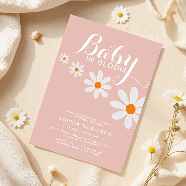 Baby in Bloom Daisy Girl Baby Shower Invitation Einladung (Von Creator hochgeladen)